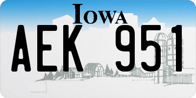 IA license plate AEK951