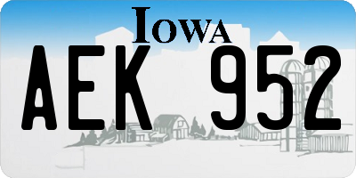 IA license plate AEK952