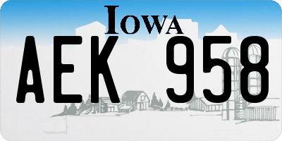 IA license plate AEK958