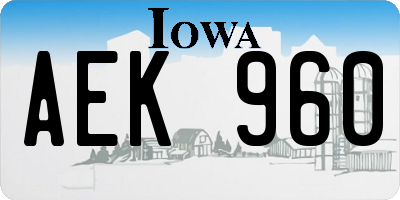 IA license plate AEK960