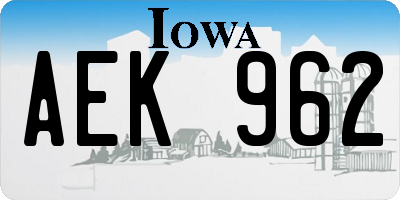 IA license plate AEK962