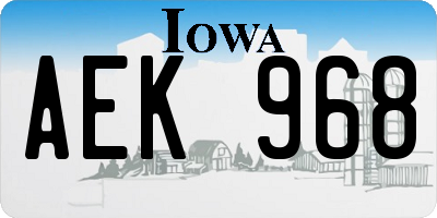 IA license plate AEK968