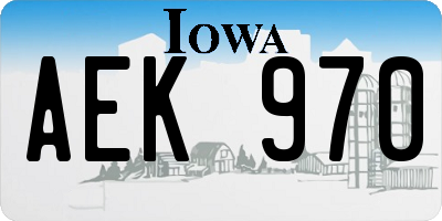 IA license plate AEK970