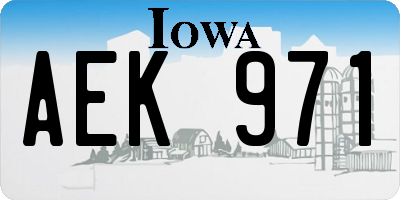 IA license plate AEK971