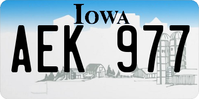 IA license plate AEK977