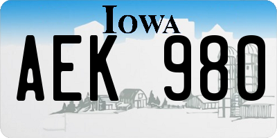 IA license plate AEK980