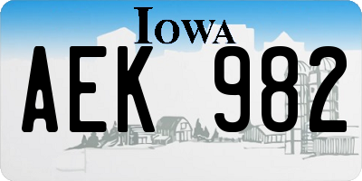 IA license plate AEK982