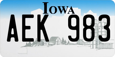 IA license plate AEK983