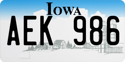 IA license plate AEK986