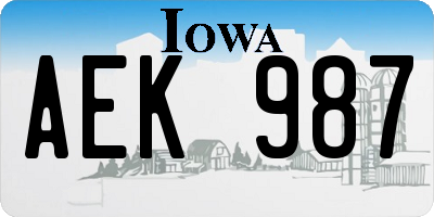 IA license plate AEK987