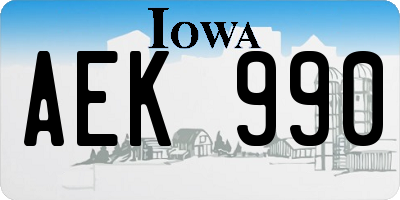 IA license plate AEK990