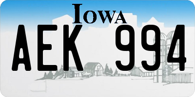 IA license plate AEK994