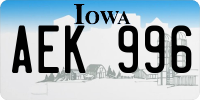 IA license plate AEK996