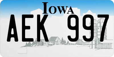 IA license plate AEK997