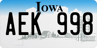 IA license plate AEK998