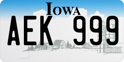 IA license plate AEK999