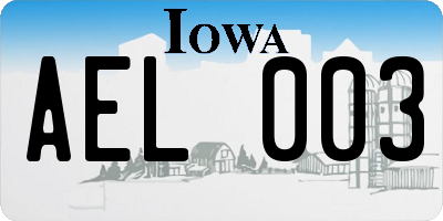 IA license plate AEL003