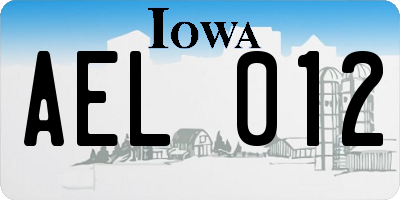 IA license plate AEL012