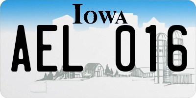 IA license plate AEL016