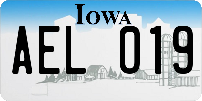 IA license plate AEL019
