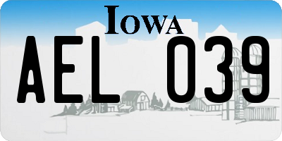 IA license plate AEL039