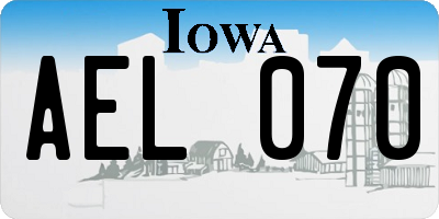 IA license plate AEL070