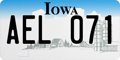 IA license plate AEL071
