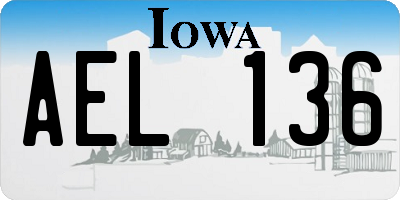 IA license plate AEL136