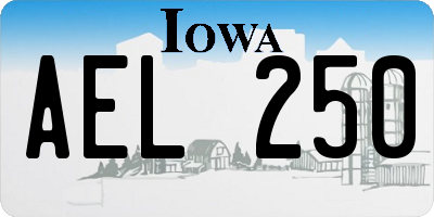 IA license plate AEL250