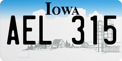 IA license plate AEL315
