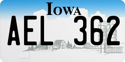 IA license plate AEL362