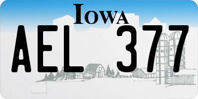 IA license plate AEL377