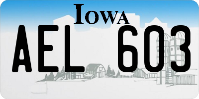 IA license plate AEL603