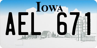 IA license plate AEL671