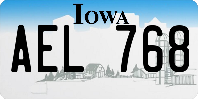 IA license plate AEL768