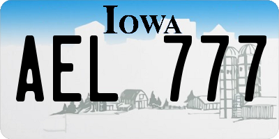 IA license plate AEL777