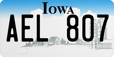 IA license plate AEL807