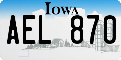 IA license plate AEL870