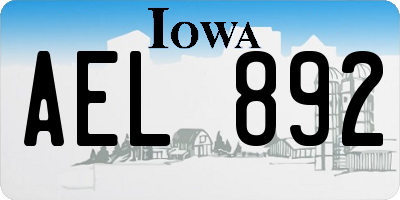 IA license plate AEL892