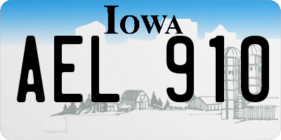 IA license plate AEL910