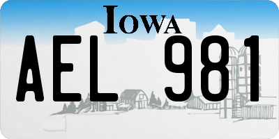 IA license plate AEL981
