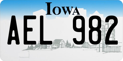 IA license plate AEL982