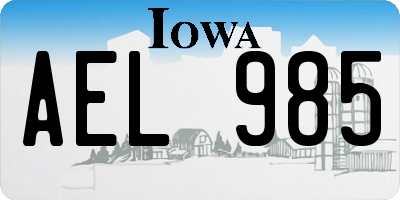 IA license plate AEL985