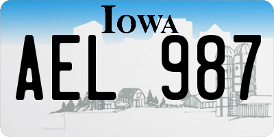IA license plate AEL987