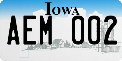 IA license plate AEM002