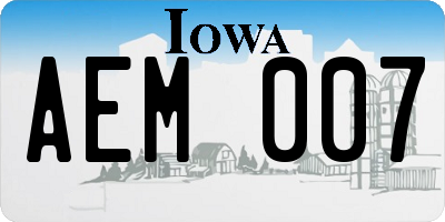 IA license plate AEM007