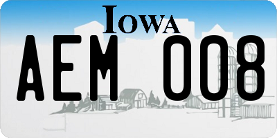 IA license plate AEM008