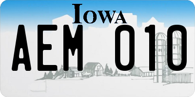 IA license plate AEM010