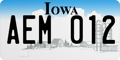 IA license plate AEM012