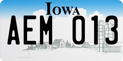 IA license plate AEM013
